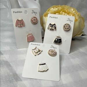 Women’s Brooch Set — Pink, Black, White & Gold Accents